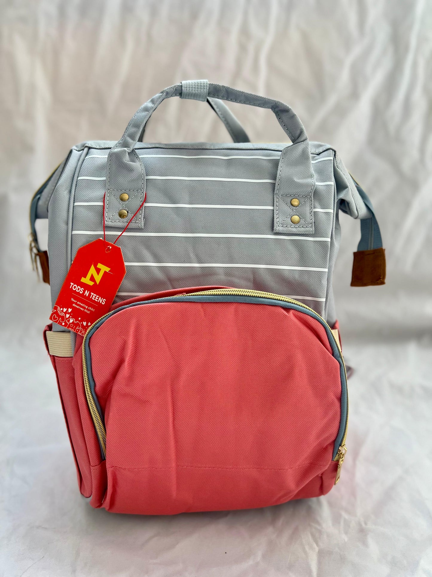 Mummy Bag (Pink Grey & White)-DB148