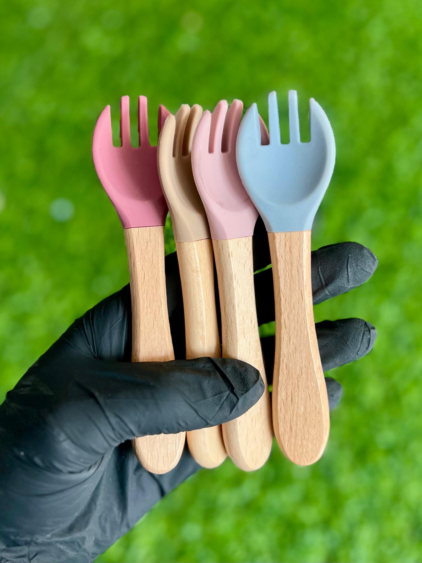 Silicone Wooden Fork