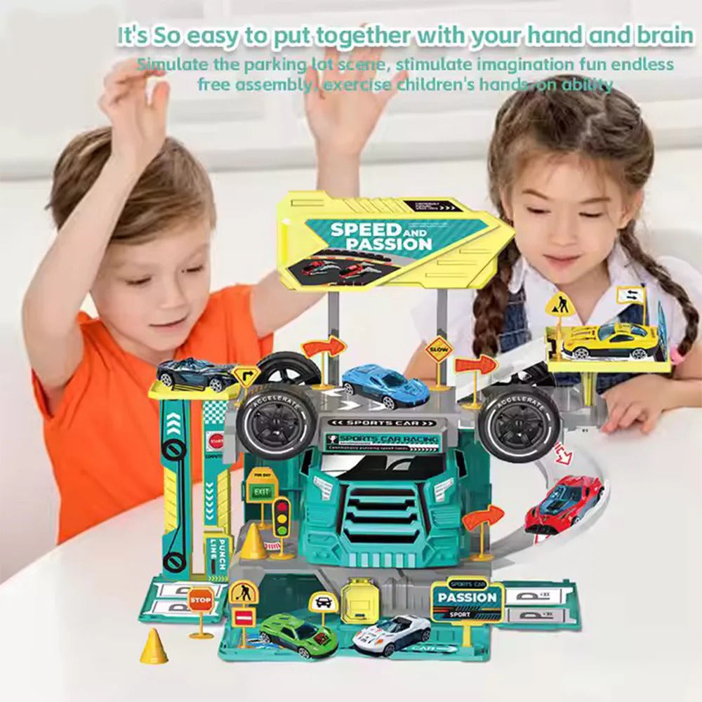 Heavy 2 IN 1 Alloy Car Assembly Track Set - GREEN - 6665