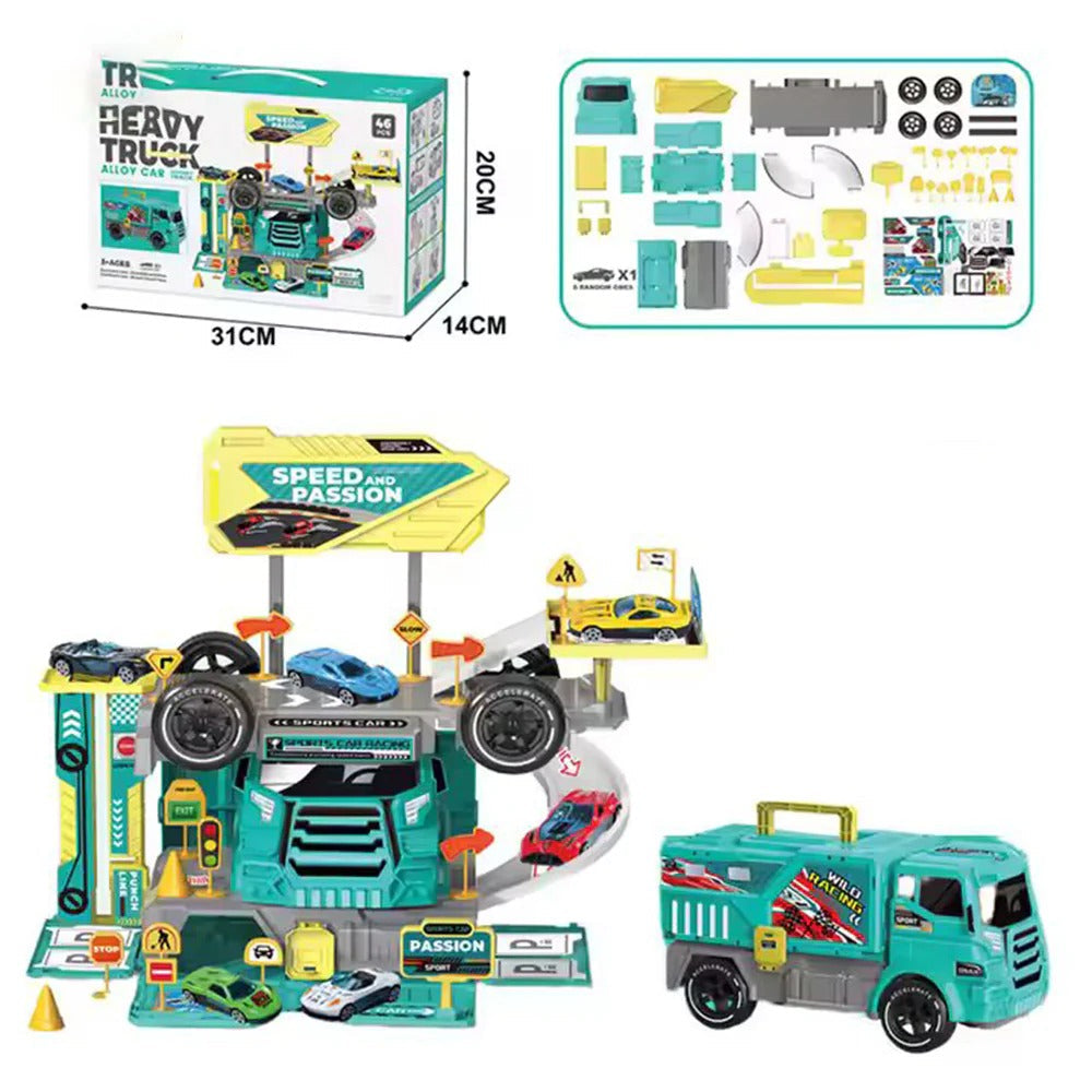 Heavy 2 IN 1 Alloy Car Assembly Track Set - GREEN - 6665