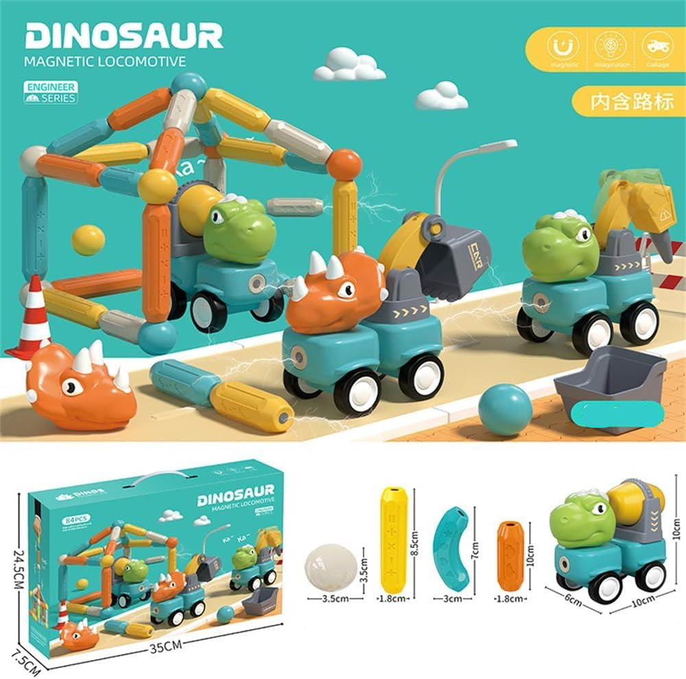 58 Pcs Magnetic Dino Blocks - 158-28G