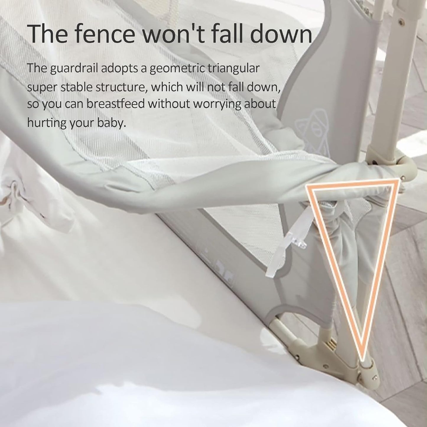 3-in-1 Portable Crib with Rails - Cot Sleeper for Baby in Bed - BZ-B-101