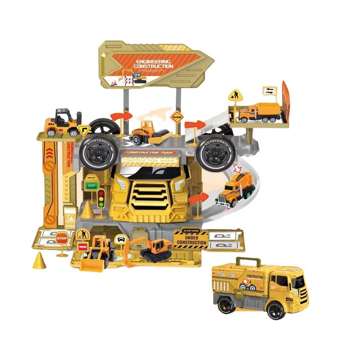 Heavy 2 IN 1 Alloy Car Assembly Track Set - YELLOW - 6661