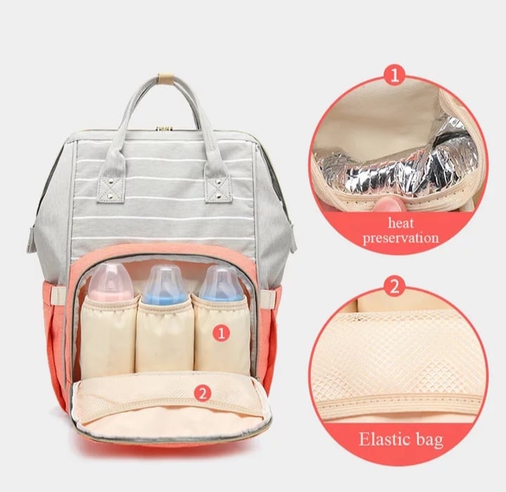 Mummy Bag (Pink Grey & White)-DB148