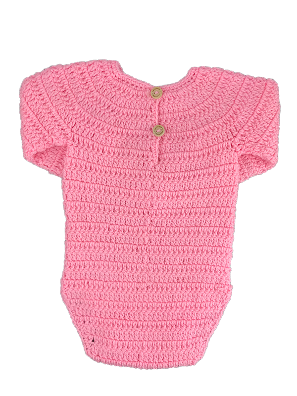 Pink Teddy Crochet Bodysuit (0-12M)