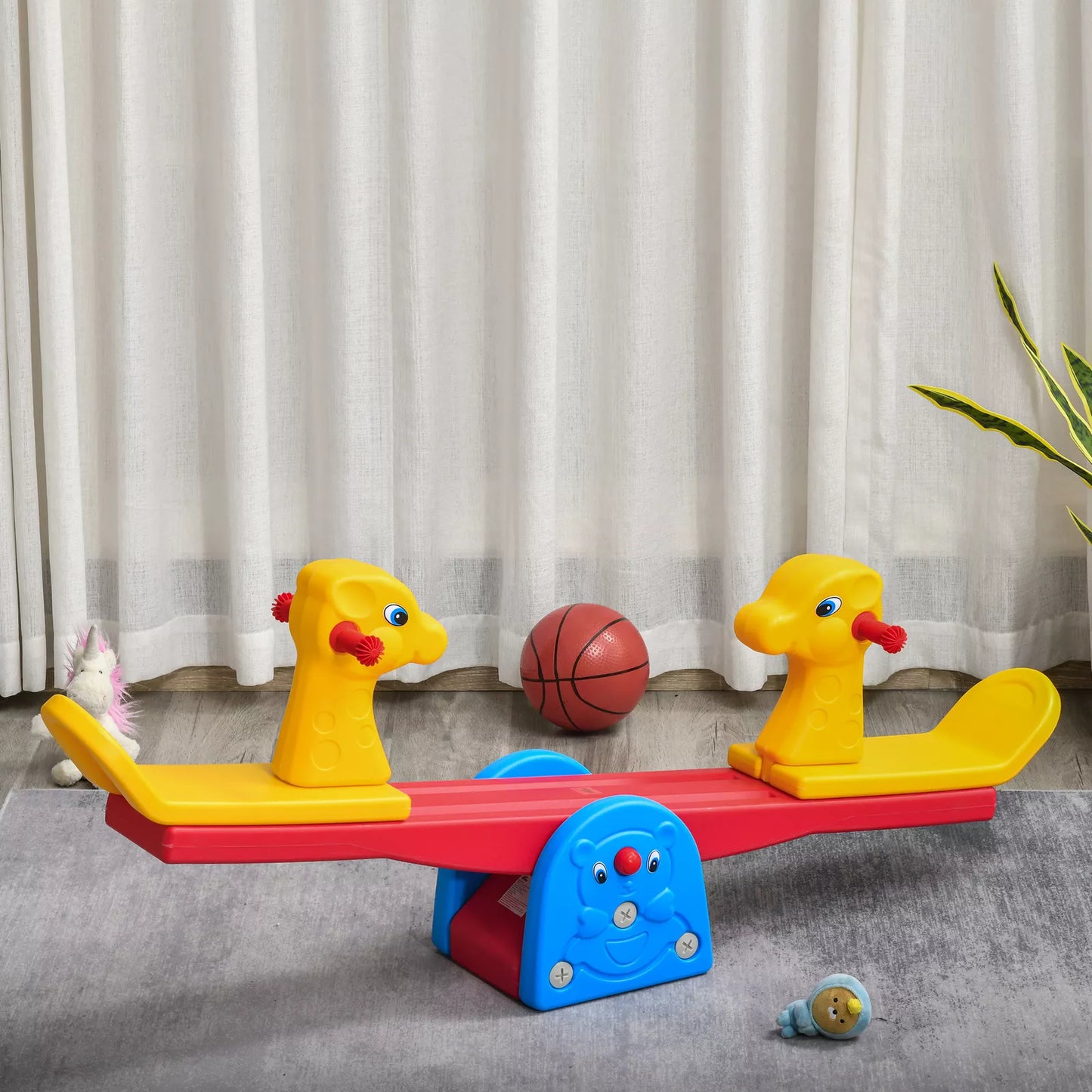 HOMCOM Kids Seesaw Safe Teeter Totter 2 Seats-Fiber-BZ-TM5