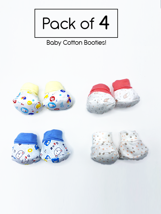 Pack of 4 Cotton Booties (0-1M)