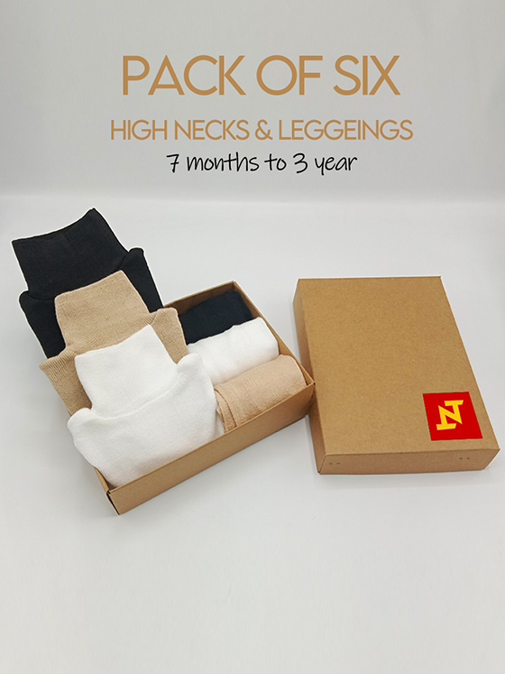 Pack of 6 Baby leggings & highnecks