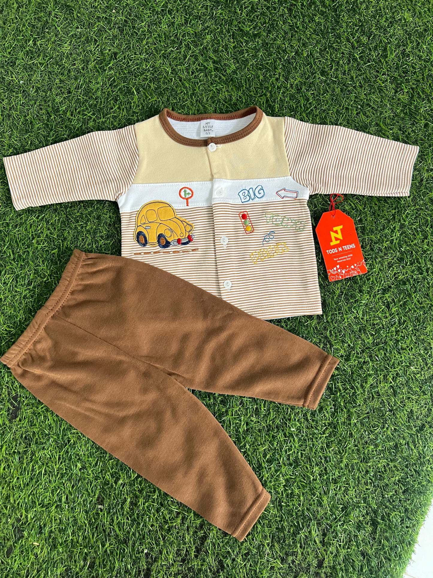 Big Car 2 Piece Boys Tropical Dress 0-9M