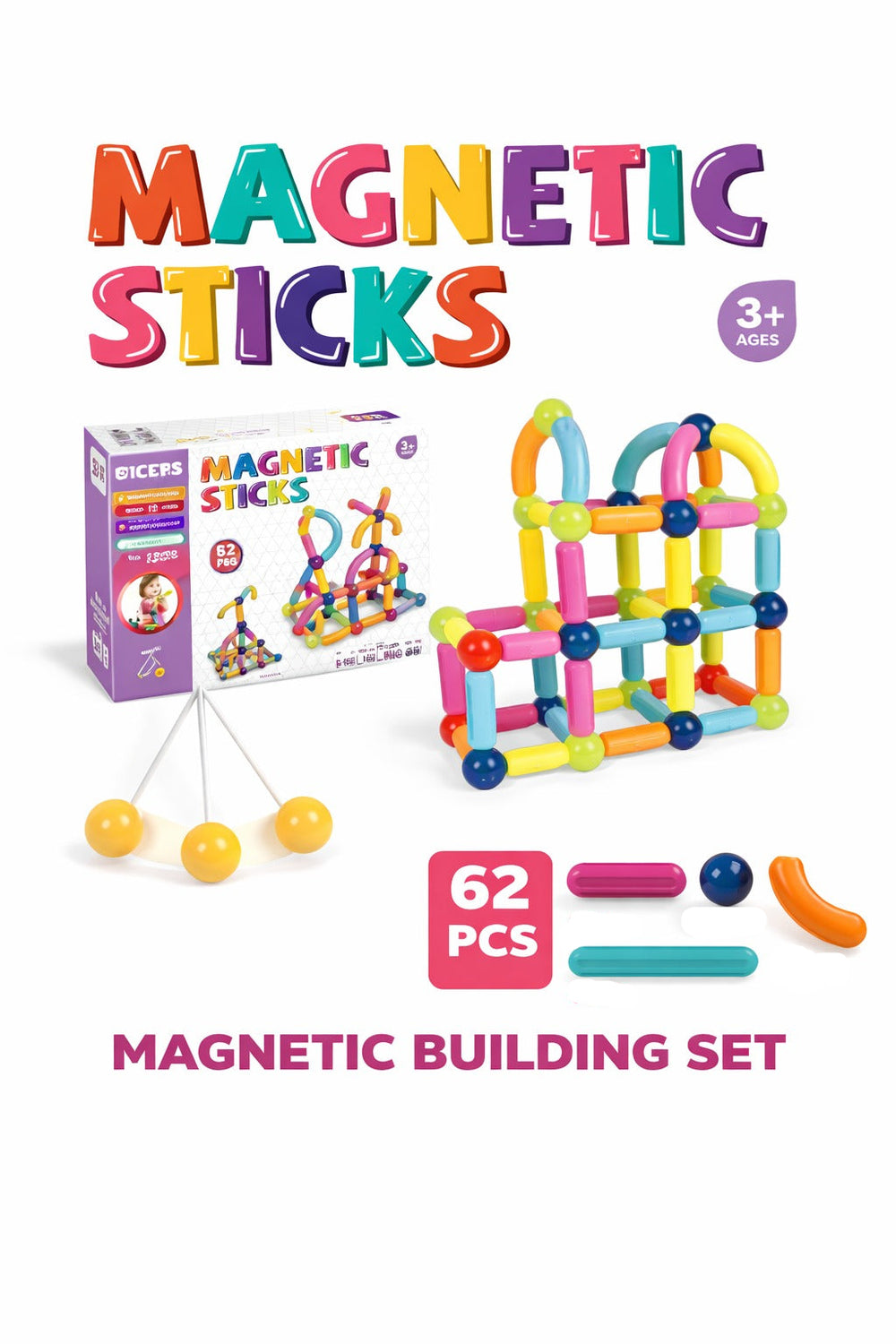 62 PCS Magnetic Stick Set - 158-34