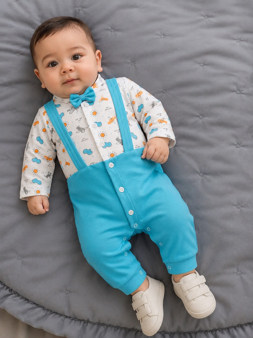 Tuxedo Baby Boy Full Romper (0-12M)