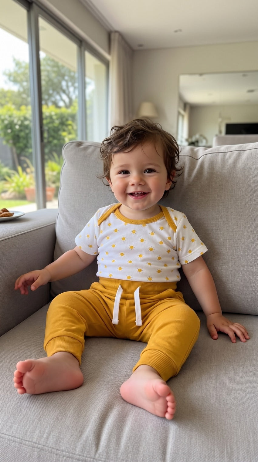 Infant Bodysuit with Trouser (0-36M) Yellow Sun