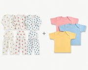 Combo Pack : Pack of 3 Jhabla + Pack of 3 Vest (Girl)