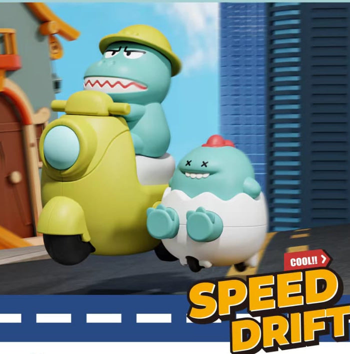 1 Piece Dino on Car Press/Release Toy
