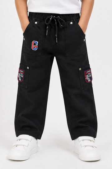 Boys Stylish Wide Leg Pants (3-10Y) - Black