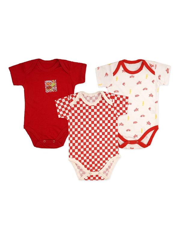 N383-Pack of 3 Red Bodysuits