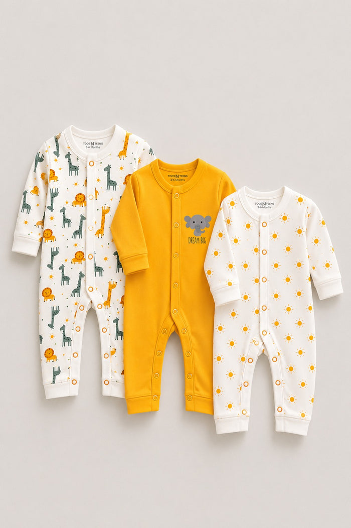 Pack of 3 Safari Sleepsuits (0-24M)