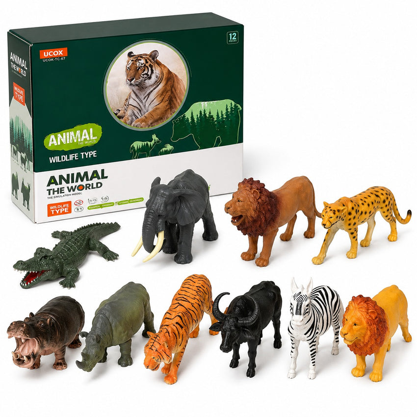 12 Pieces Silicone Animals Box