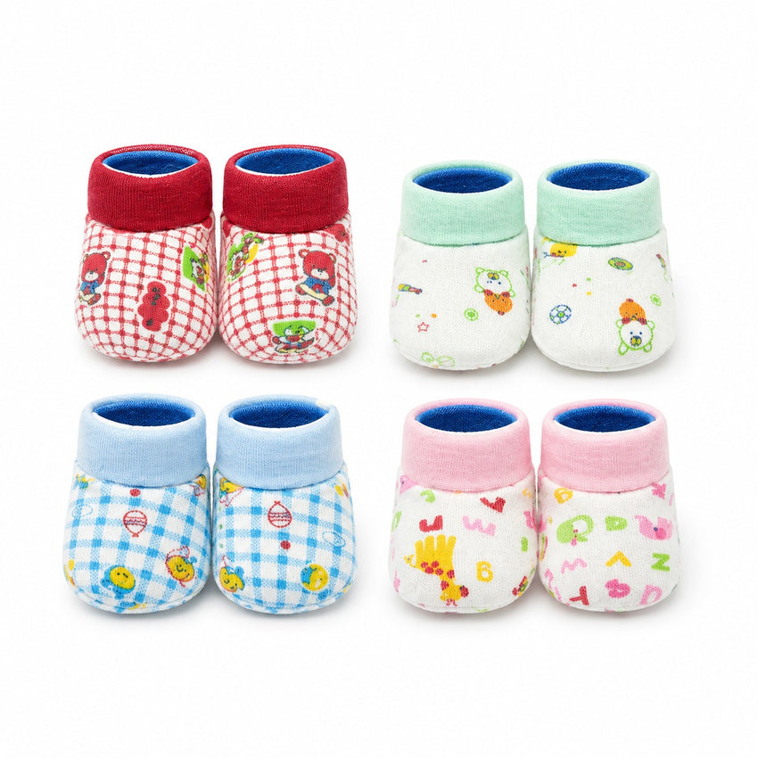 Pack of 4 Cotton Booties (0-1M)