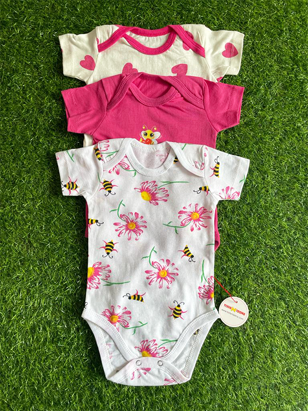 Pack of 3 Pink Bodysuits