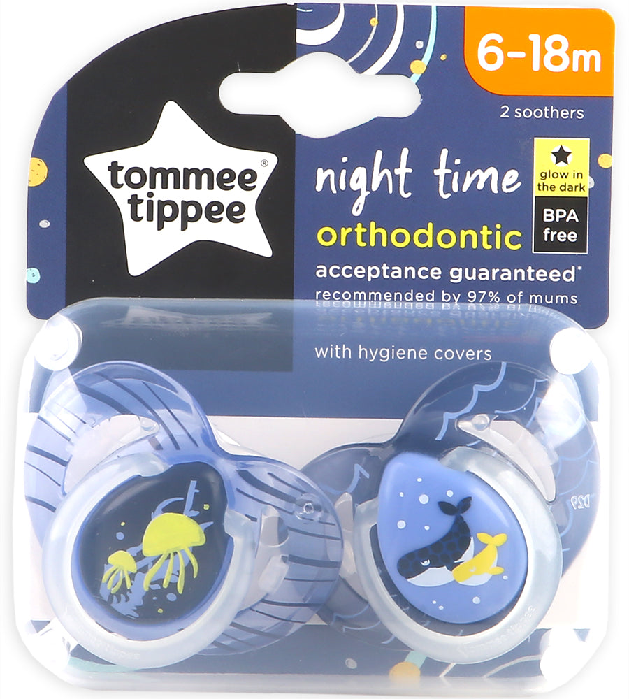 6-18M Soother Night Time 2-PK Tommee Tippee 433374