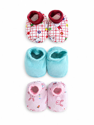 Pack Of 3 Cotton Baby Booties