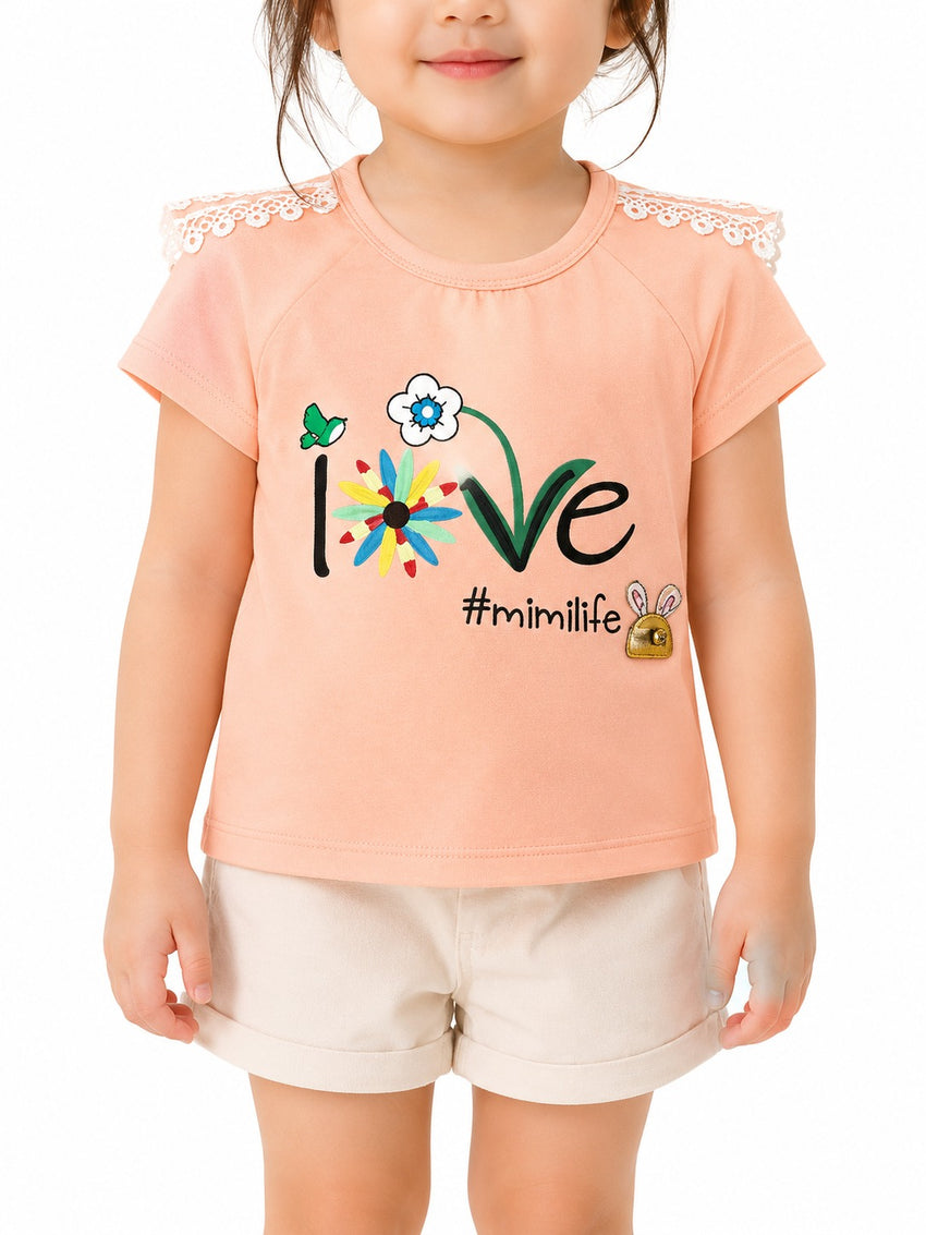 Girls T-Shirt (9-36M) - Peach