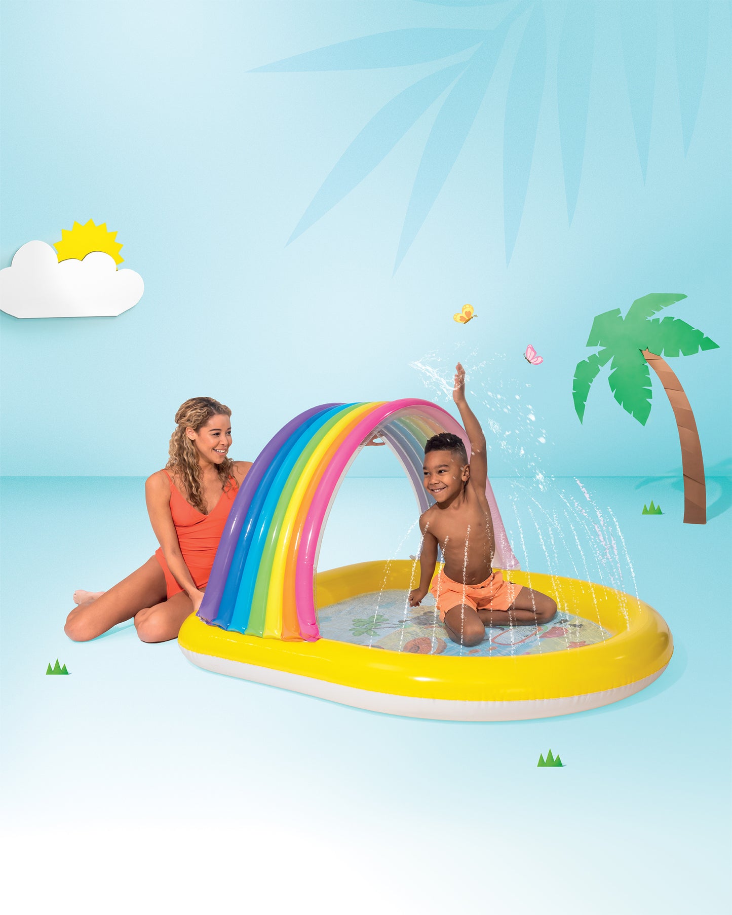 Rainbow Arch Inflatable Spray Kiddie Pool 57156