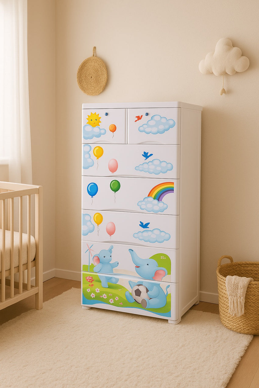 Baby Elephant Theme 6 Layer Wardrobe