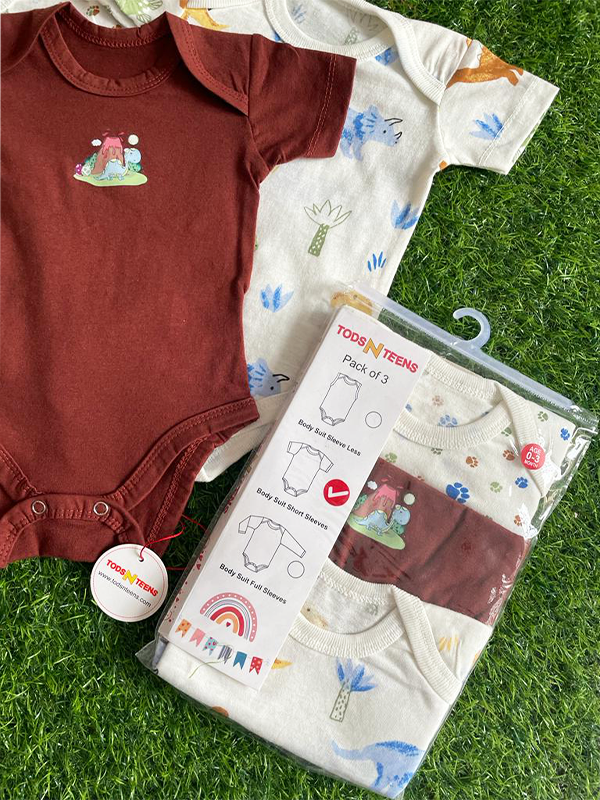 Pack of 3 Brown Bodysuits