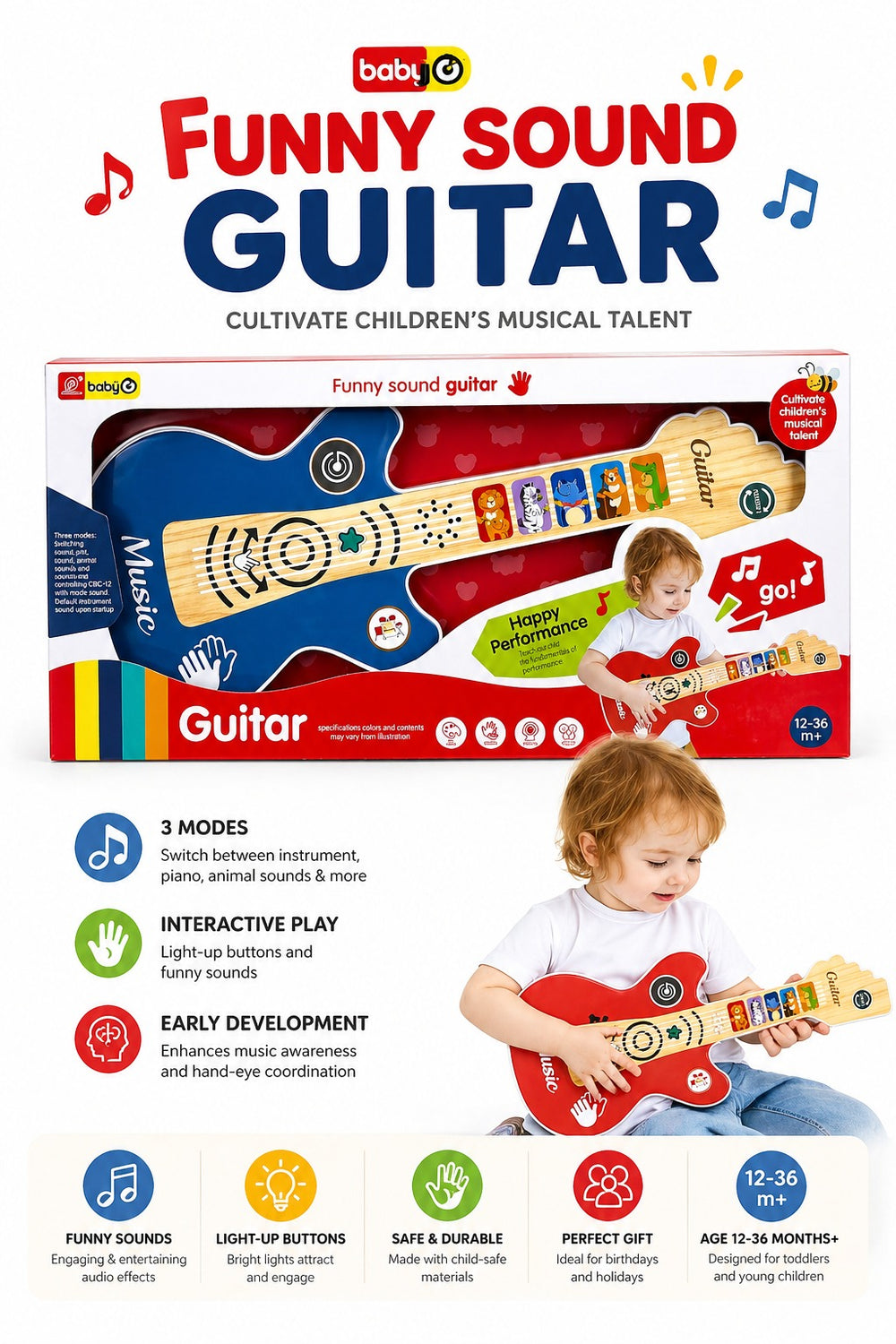 B/O Musical sensor guitar with light & sound - 898-6090