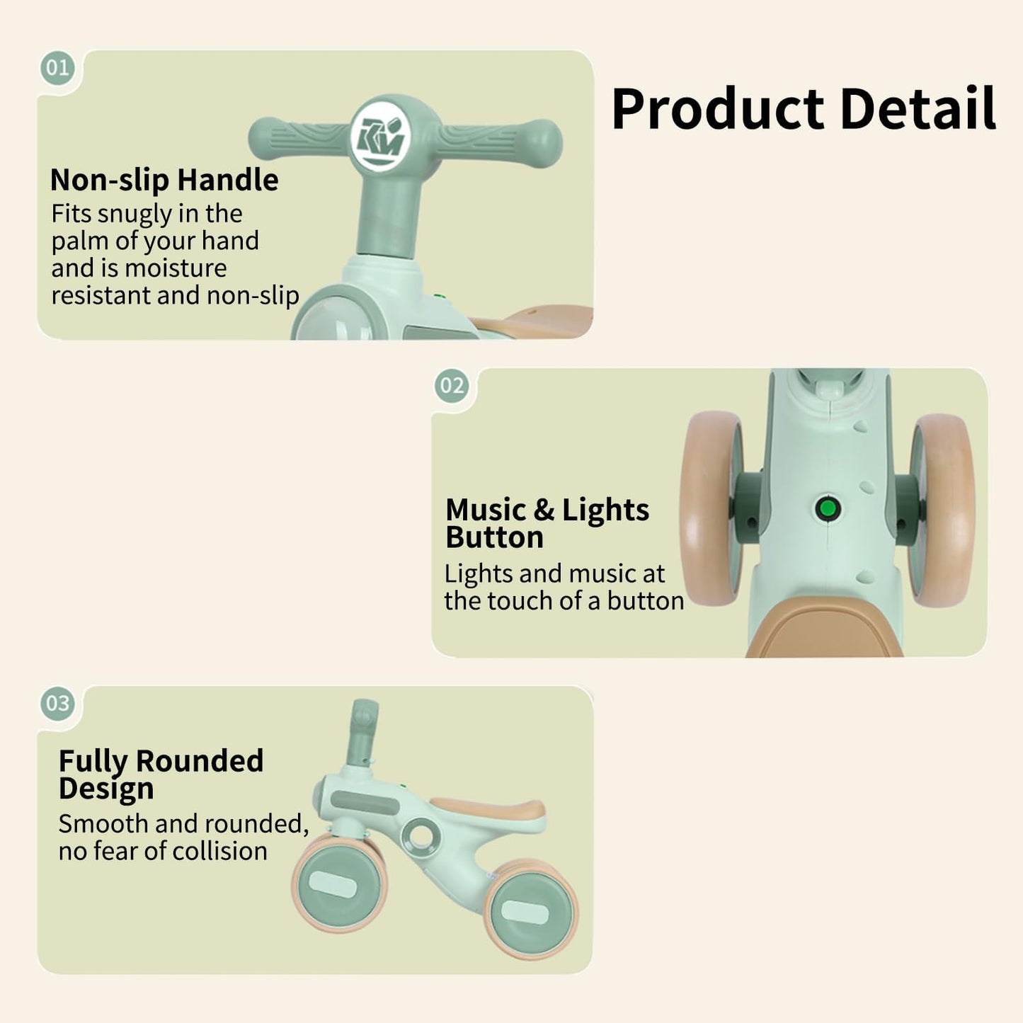 Toddler Fiber Push-On Bike With Lights and Music-BZ-F8