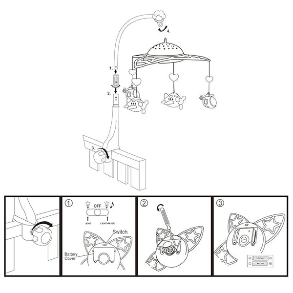 Holder rotating crib plane fairyland baby music bed bell-Cot Mobile