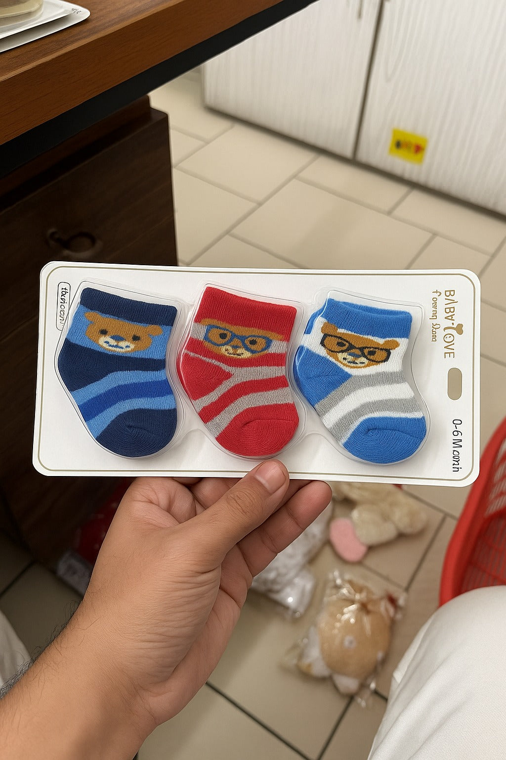 SH540-pack of 3 Winter Baby Socks - 0-6M