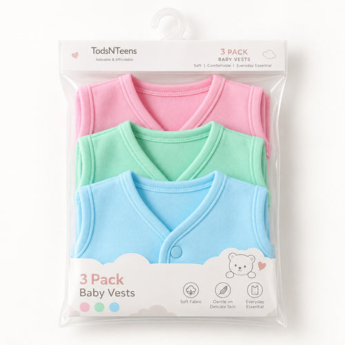 Pack of 3 Winter Vests (0-12M) - Mix Color