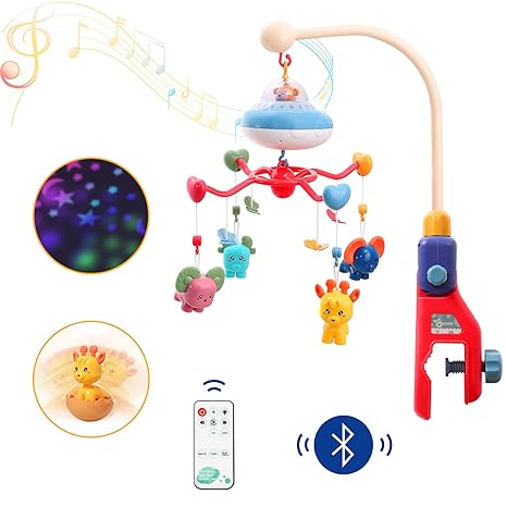 Crib Mobile for Baby Hanging Rotating Rattles-Cot Mobile
