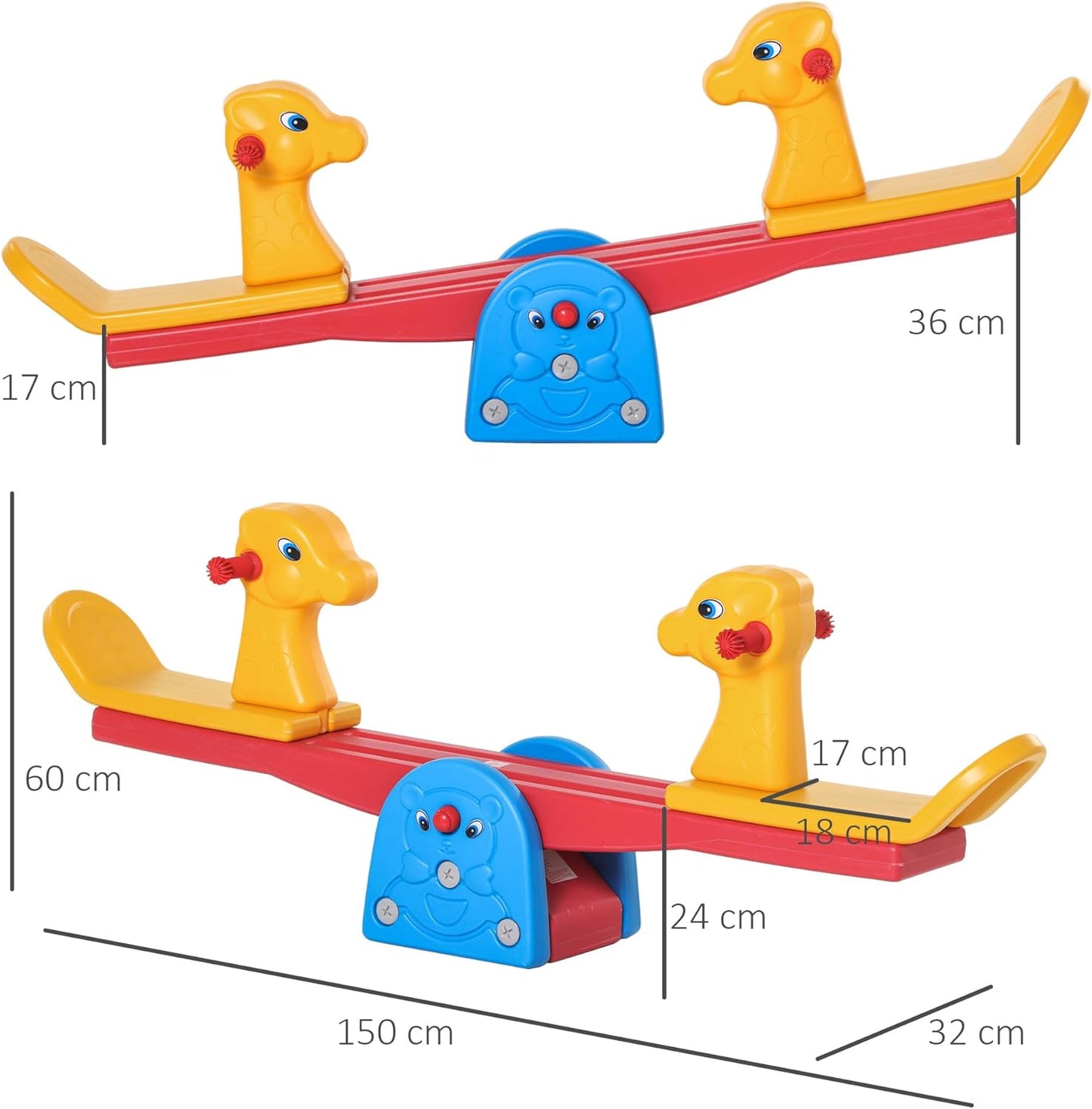 HOMCOM Kids Seesaw Safe Teeter Totter 2 Seats-Fiber-BZ-TM5