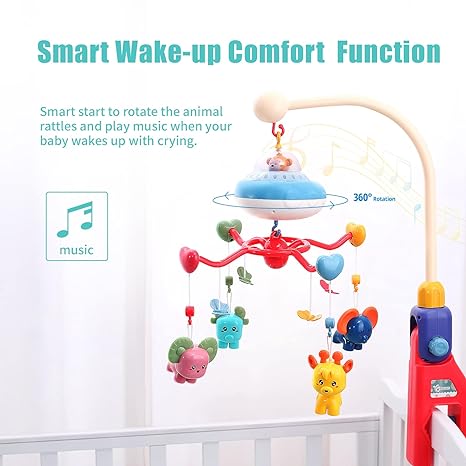 Crib Mobile for Baby Hanging Rotating Rattles-Cot Mobile
