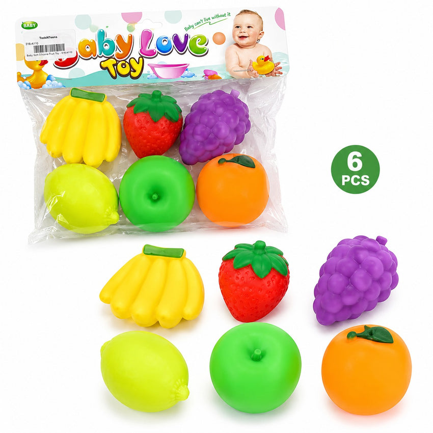 6 Pieces Baby Soft Silicone Fruit & Vegetable Toys