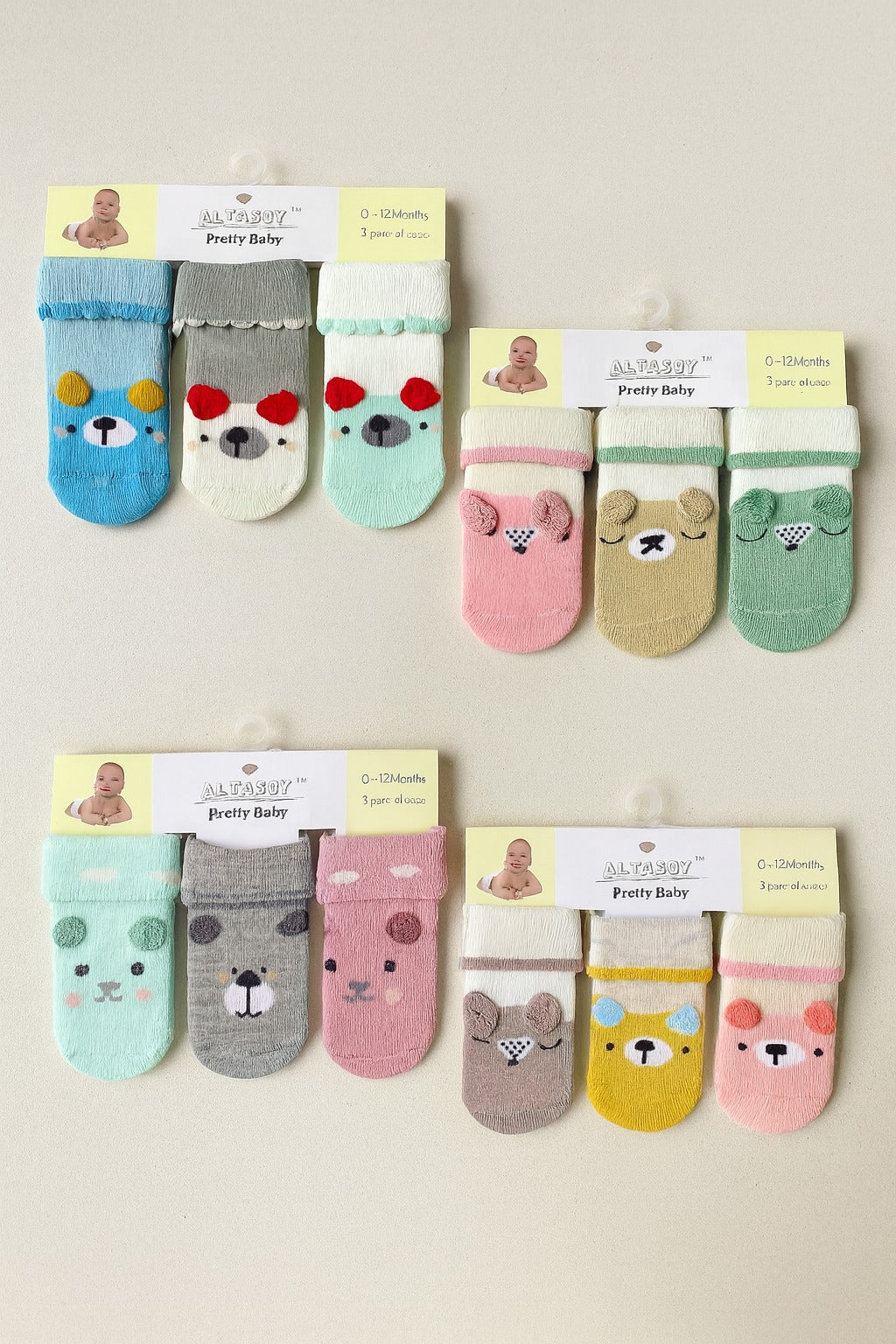SH535-pack of 3 Winter Baby Socks - 0-12M