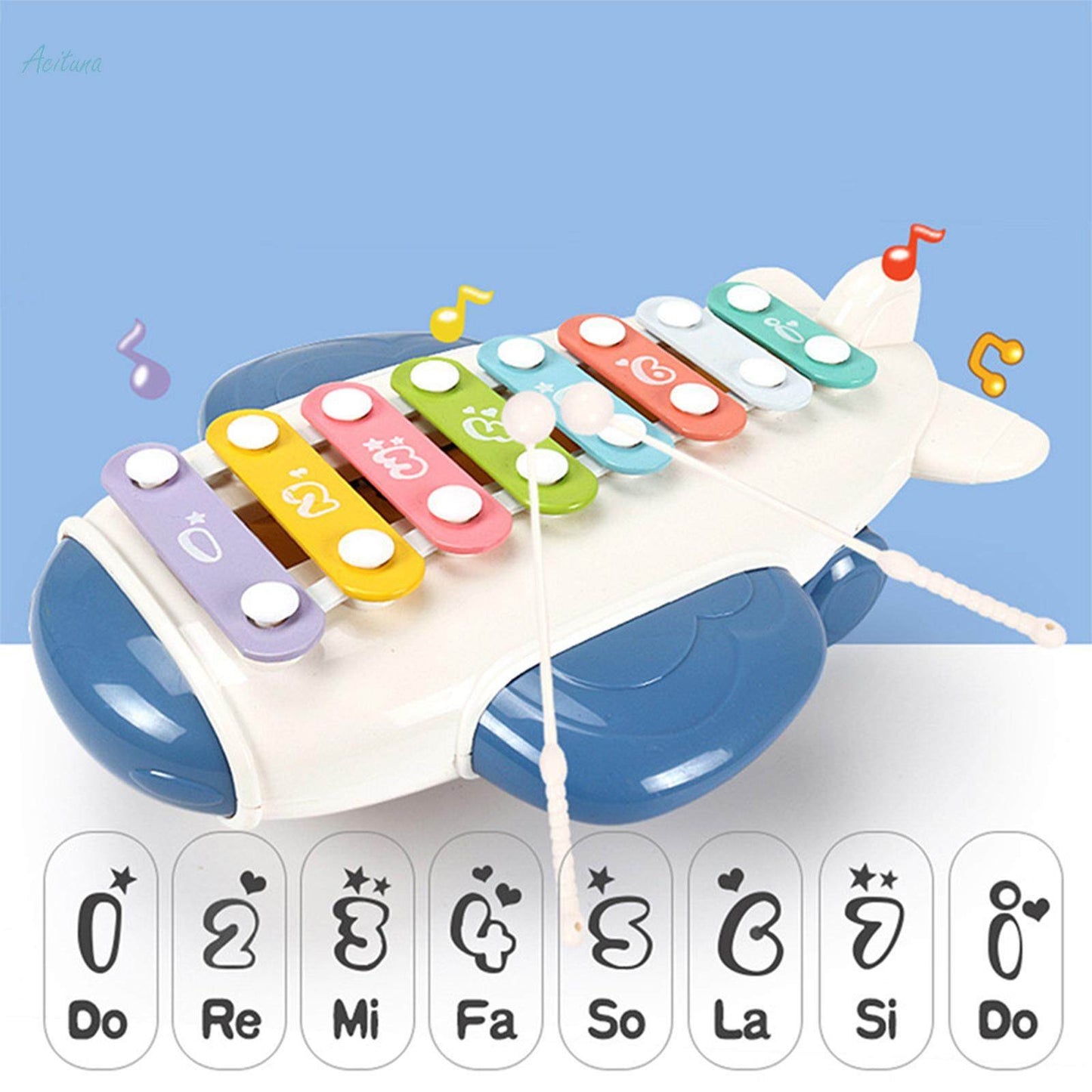 Airplane Xylophone Metal Keys Smooth Notes Glockenspiel Xylophone-668-156N