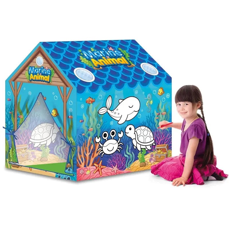 Portable Folding Marine Animals Coloring Tent With Color Painting