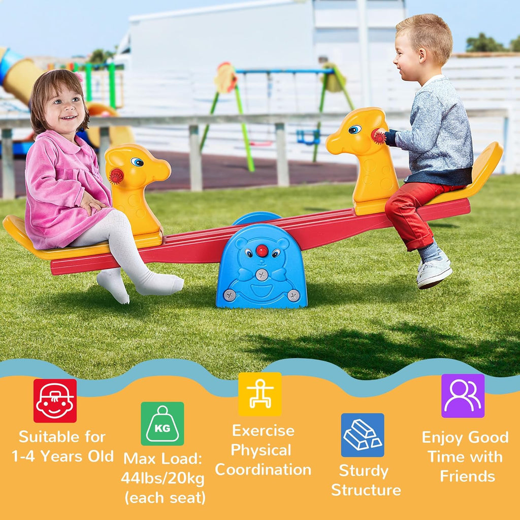 HOMCOM Kids Seesaw Safe Teeter Totter 2 Seats-Fiber-BZ-TM5
