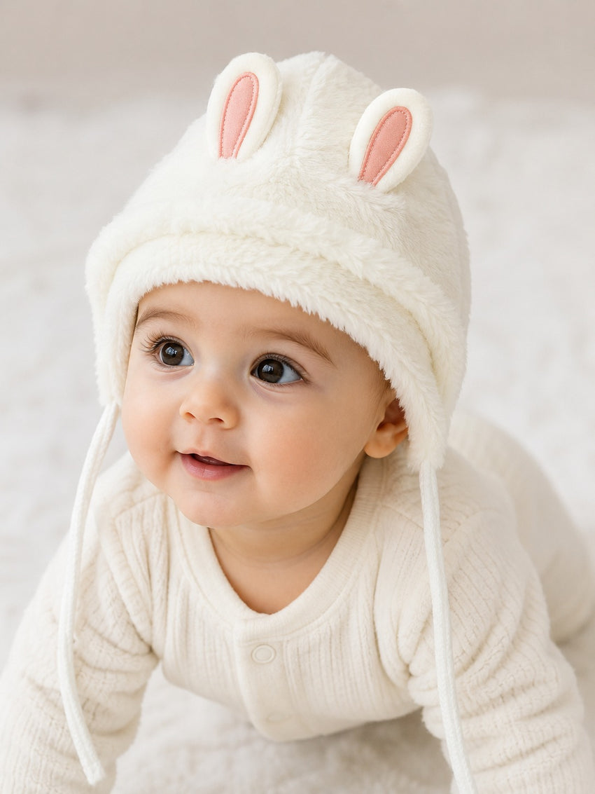 Furry Baby Winter Caps (1-5Y) - White