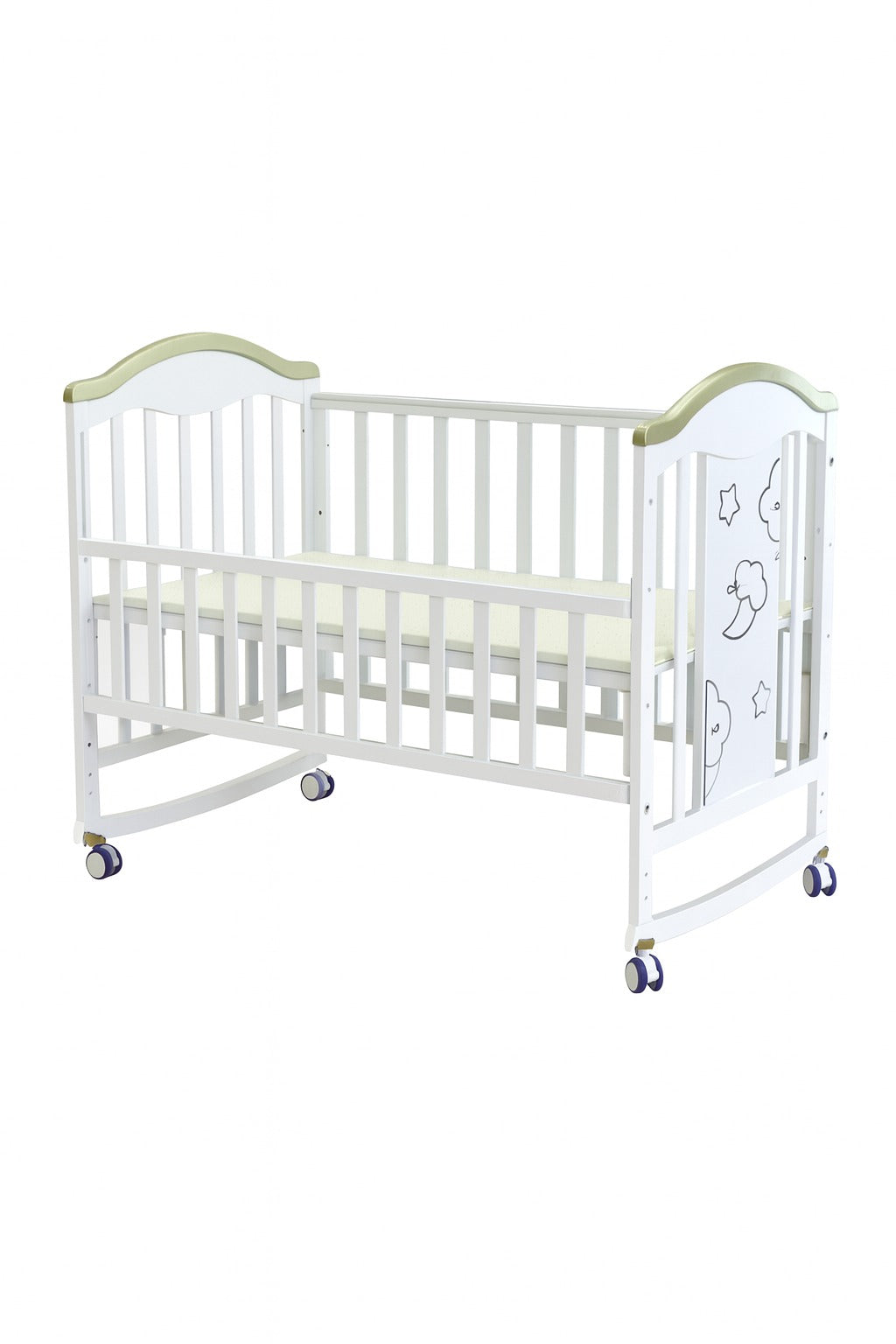 MULTI-FUNCTIONAL WOODEN CRIB WITH WHEELS IMPORTED-BZ-NZ18