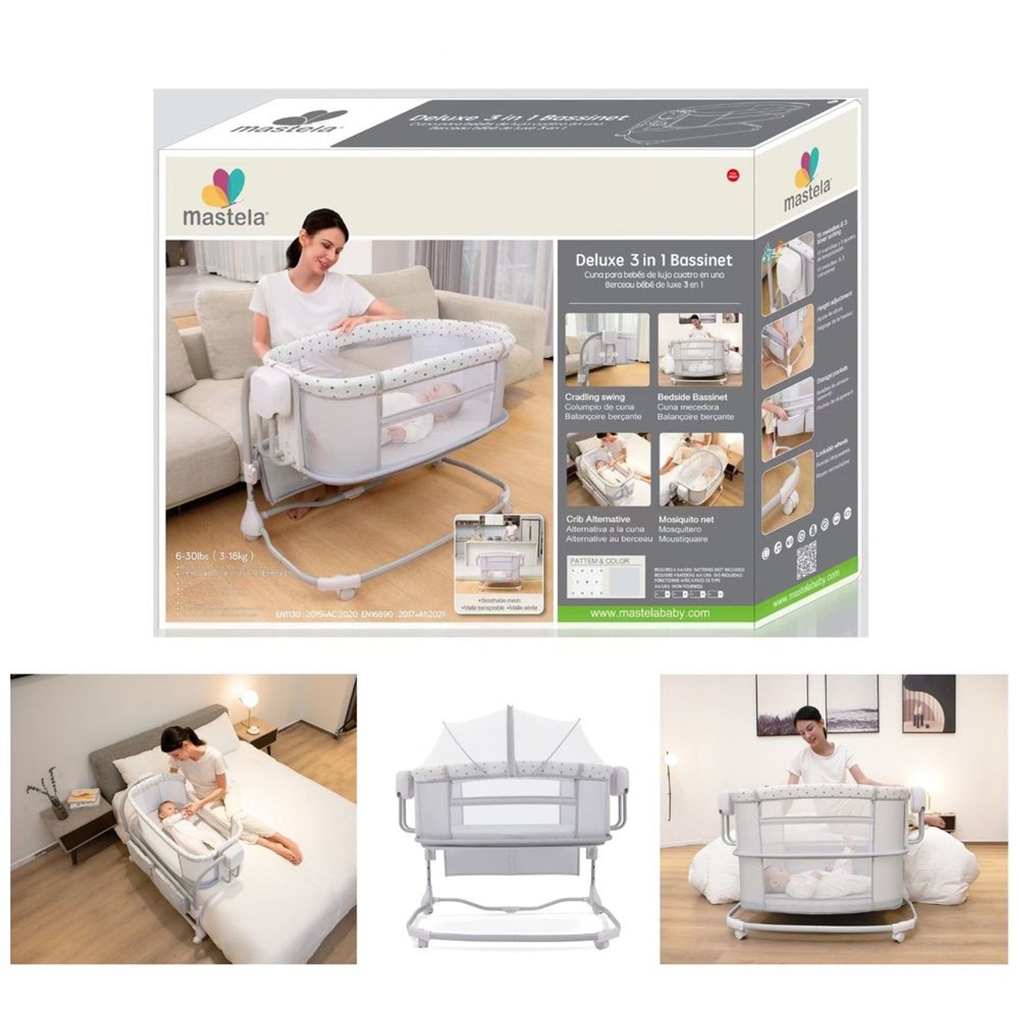 Mastela Deluxe 3-in-1 Bassinet