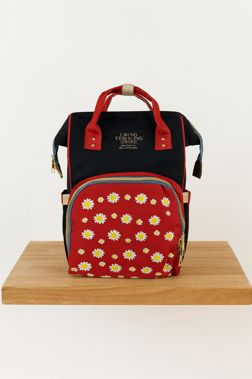 Baby Diaper Bag Flower Black & Red-DB176