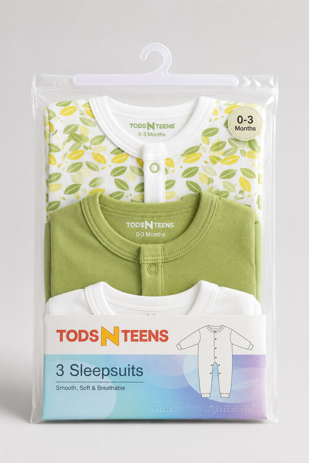 Pack of 3 Nature Sleepsuits (0-24M)