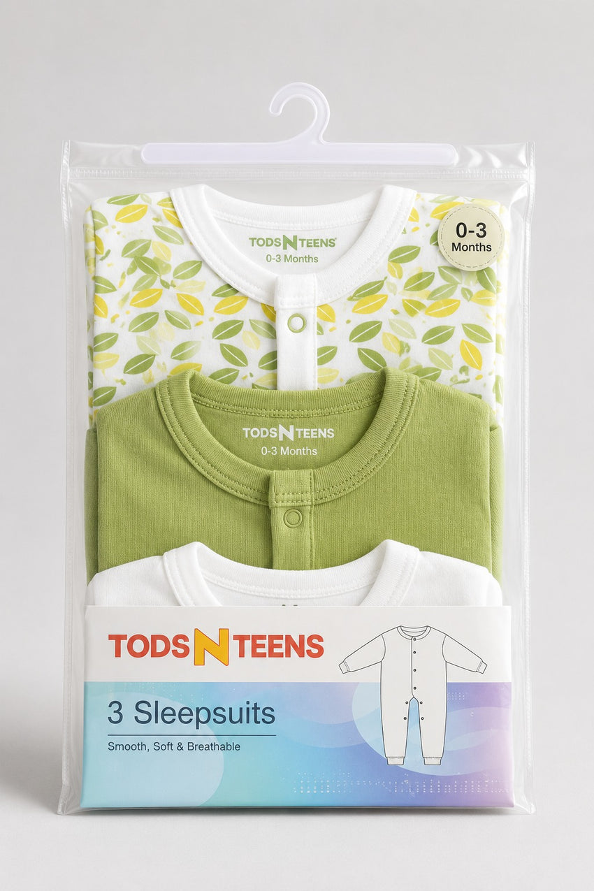 Pack of 3 Nature Sleepsuits (0-24M)