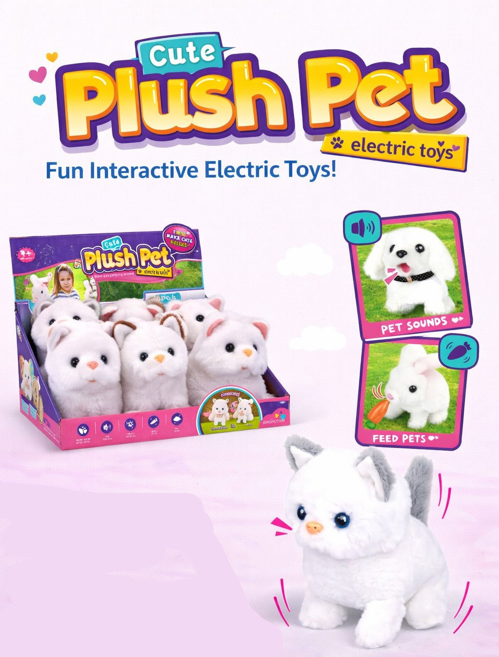 1 PCS B/O Cute Plush Cat - 057-1C